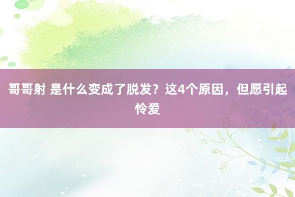 哥哥射 是什么变成了脱发？这4个原因，但愿引起怜爱