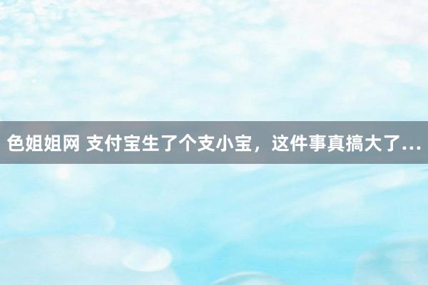 色姐姐网 支付宝生了个支小宝，这件事真搞大了…