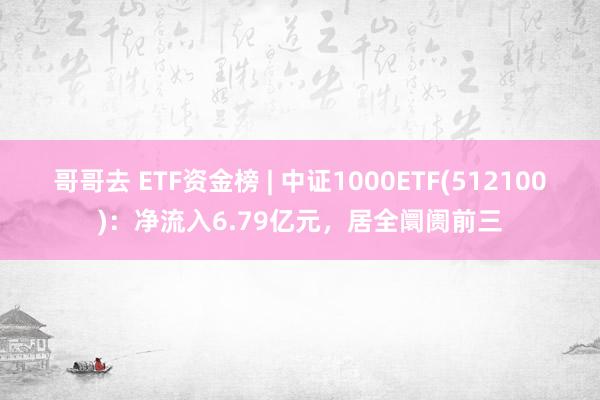 哥哥去 ETF资金榜 | 中证1000ETF(512100)：净流入6.79亿元，居全阛阓前三