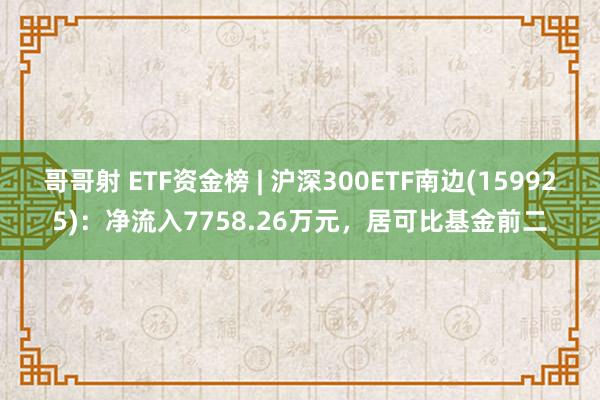 哥哥射 ETF资金榜 | 沪深300ETF南边(159925)：净流入7758.26万元，居可比基金前二