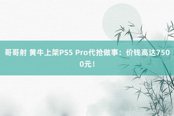 哥哥射 黄牛上架PS5 Pro代抢做事：价钱高达7500元！