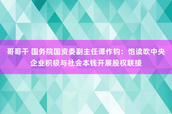 哥哥干 国务院国资委副主任谭作钧：饱读吹中央企业积极与社会本钱开展股权联接