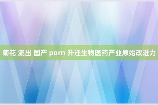 菊花 流出 国产 porn 升迁生物医药产业原始改进力