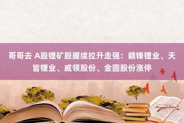 哥哥去 A股锂矿股握续拉升走强：赣锋锂业、天皆锂业、威领股份、金圆股份涨停