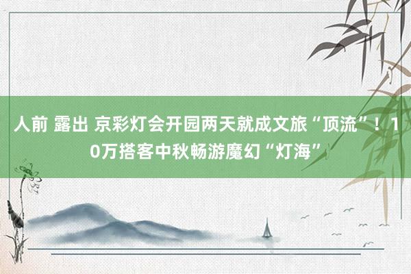 人前 露出 京彩灯会开园两天就成文旅“顶流”！10万搭客中秋畅游魔幻“灯海”