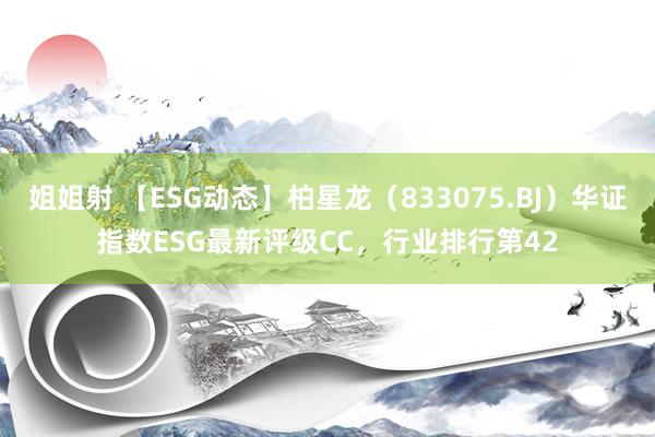 姐姐射 【ESG动态】柏星龙（833075.BJ）华证指数ESG最新评级CC，行业排行第42