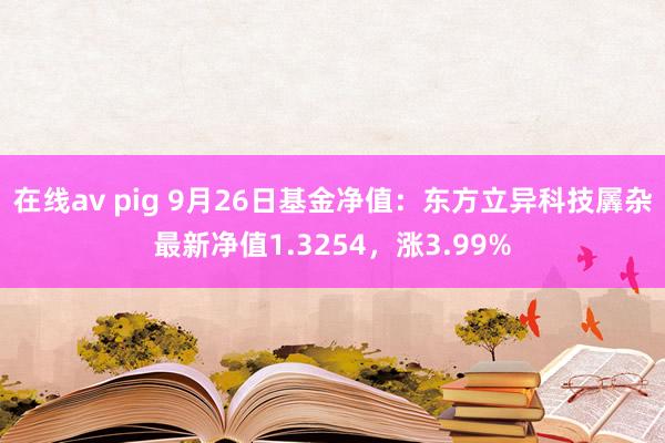 在线av pig 9月26日基金净值：东方立异科技羼杂最新净值1.3254，涨3.99%