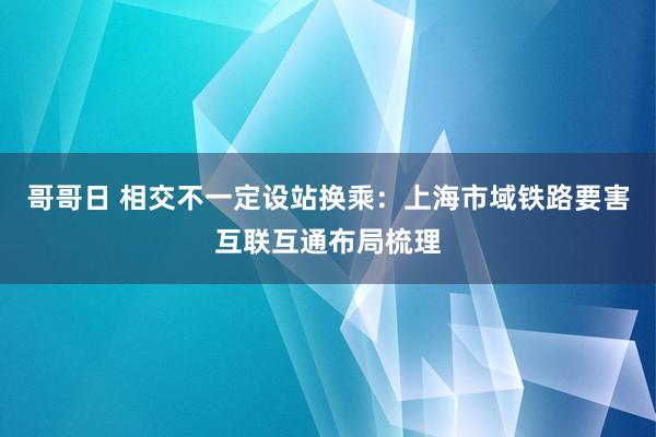 哥哥日 相交不一定设站换乘：上海市域铁路要害互联互通布局梳理