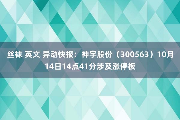 丝袜 英文 异动快报：神宇股份（300563）10月14日14点41分涉及涨停板