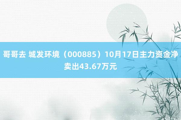 哥哥去 城发环境（000885）10月17日主力资金净卖出43.67万元