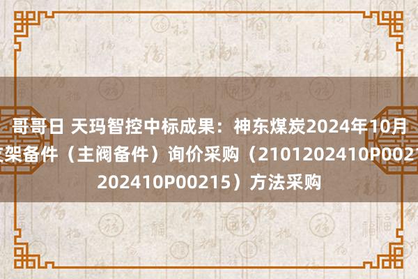 哥哥日 天玛智控中标成果：神东煤炭2024年10月第10批液压支架备件（主阀备件）询价采购（2101202410P00215）方法采购