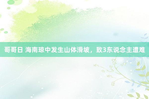 哥哥日 海南琼中发生山体滑坡，致3东说念主遭难