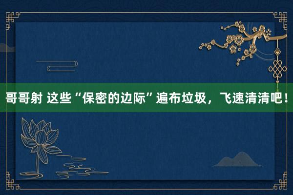 哥哥射 这些“保密的边际”遍布垃圾，飞速清清吧！