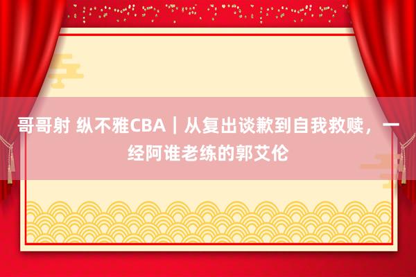 哥哥射 纵不雅CBA｜从复出谈歉到自我救赎，一经阿谁老练的郭艾伦