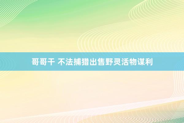 哥哥干 不法捕猎出售野灵活物谋利