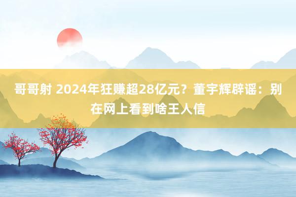 哥哥射 2024年狂赚超28亿元？董宇辉辟谣：别在网上看到啥王人信