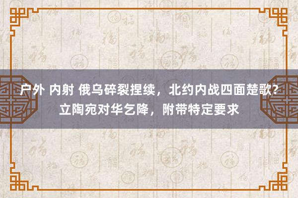 户外 内射 俄乌碎裂捏续，北约内战四面楚歌？立陶宛对华乞降，附带特定要求